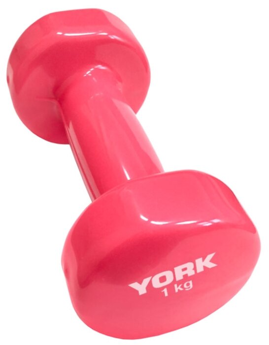Гантель цельнолитая York Fitness DBY100 B26315p 1 кг розовая (фото modal 1)