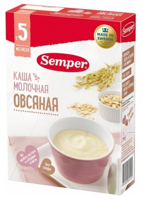 Каша Semper молочная овсяная (с 5 месяцев) 200 г (фото modal 1)