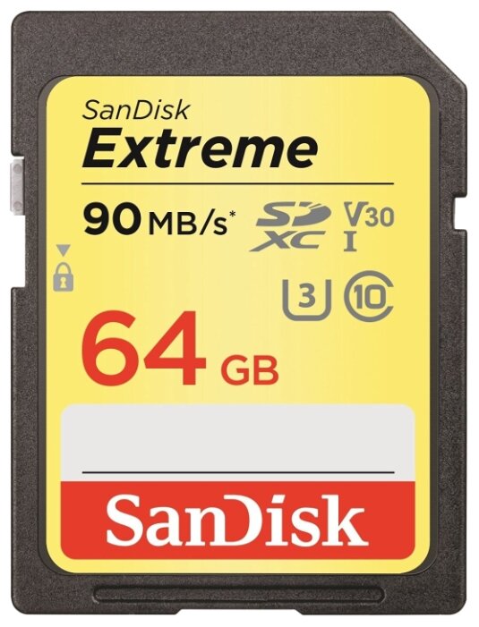 Карта памяти SanDisk Extreme SDXC UHS Class 3 V30 90MB/s 64GB (фото modal 1)