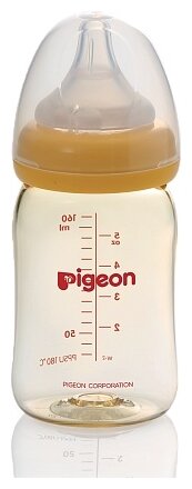 Pigeon Бутылочка Перистальтик Плюс с широким горлом PPSU, 160 мл с рождения (фото modal 1)