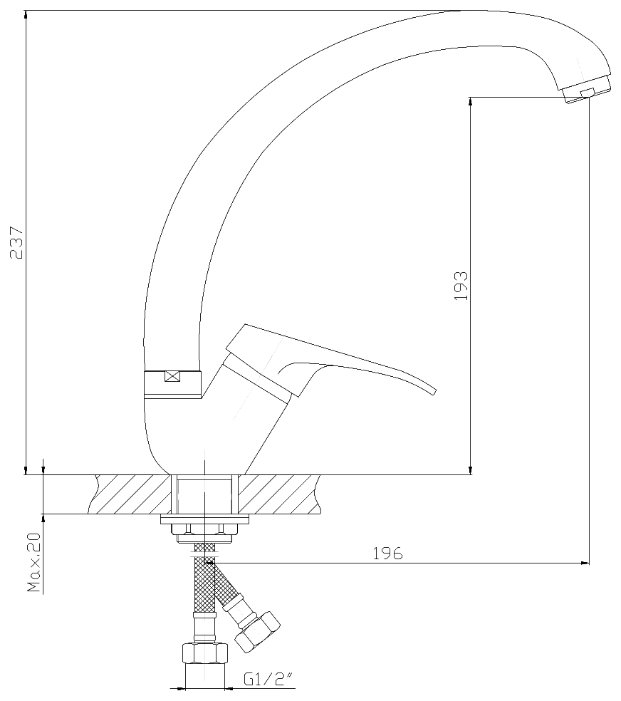 Однорычажный смеситель для кухни (мойки) DecoRoom DR37021 (фото modal 2)