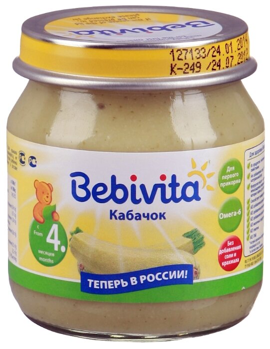Пюре Bebivita кабачок (с 4 месяцев) 100 г, 1 шт (фото modal 1)