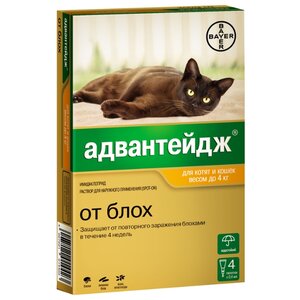 Адвантейдж (Bayer) Адвантейдж для котят и кошек до 4кг (4 пипетки) (фото modal nav 1)