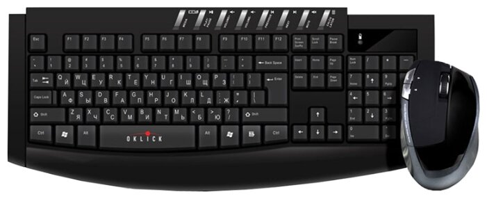 Клавиатура и мышь Oklick 230 M Wireless Keyboard & Optical Mouse Black USB (фото modal 1)