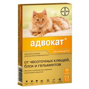 Адвокат (Bayer) Адвокат для котят и кошек до 4 кг (1 пипетка) (фото modal nav 1)