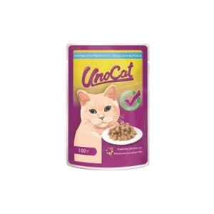Корм для кошек UnoCat Нежные кусочки с лососем и форелью в соусе (фото modal nav 1)