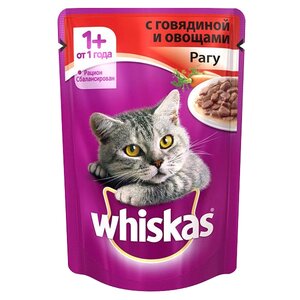 Корм для кошек Whiskas Рагу с говядиной и овощами для взрослых кошек (фото modal nav 1)