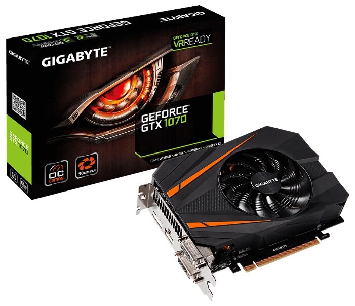 Видеокарта GIGABYTE GeForce GTX 1070 1556MHz PCI-E 3.0 8192MB 8008MHz 256 bit 2xDVI HDMI HDCP (фото modal 1)