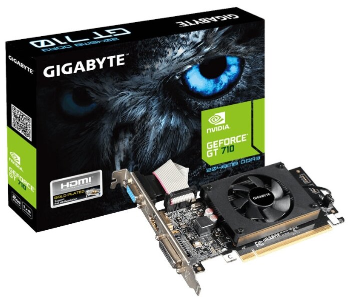 Видеокарта GIGABYTE GeForce GT 710 954Mhz PCI-E 2.0 2048Mb 1600Mhz 64 bit DVI HDMI HDCP (фото modal 5)
