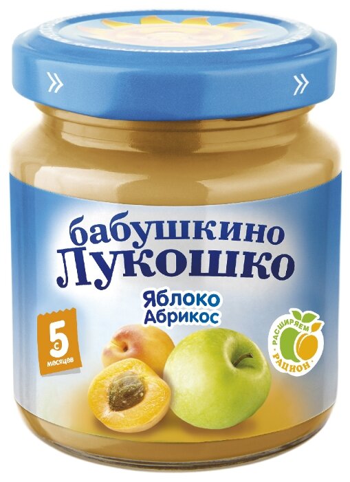 Пюре Бабушкино Лукошко яблоко-абрикос (с 5 месяцев) 100 г, 1 шт (фото modal 1)