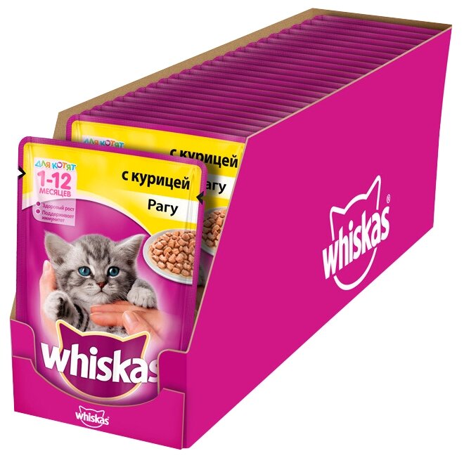 Корм для кошек Whiskas Рагу с курицей для котят (0.085 кг) 24 шт. (фото modal 1)
