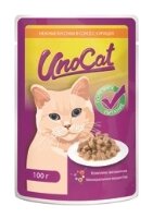 Корм для кошек UnoCat Нежные кусочки с курицей в соусе (фото modal 1)