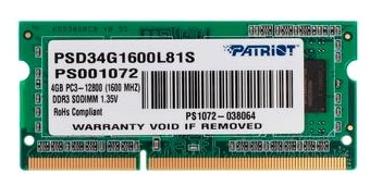 Оперативная память Patriot Memory PSD34G1600L81S (фото modal 1)