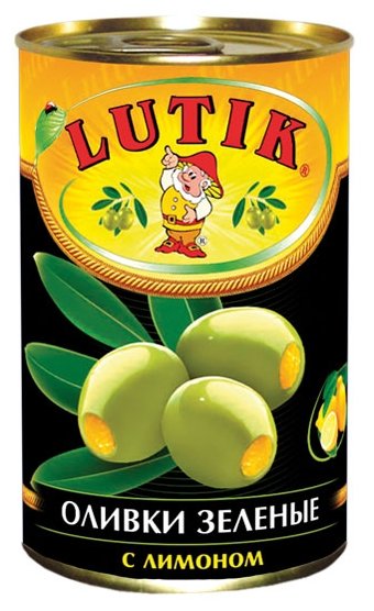 Lutik Оливки зеленые с лимоном в рассоле, жестяная банка 314 мл (фото modal 1)