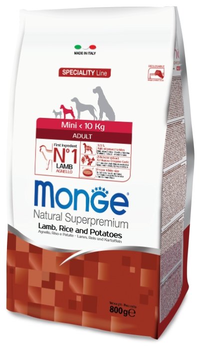 Корм для собак Monge Speciality Mini Adult Ягненок с Рисом и Картофелем (фото modal 1)