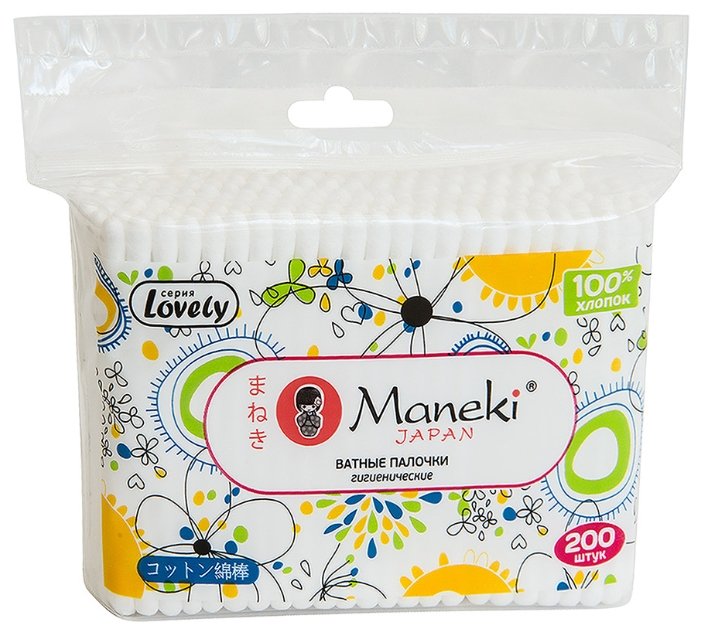Ватные палочки Maneki Lovely с белым пластиковым стиком (CB937/СВ1132) (фото modal 3)