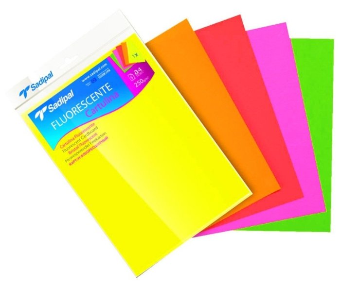 Цветной картон флуоресцентный Sadipal, A4, 5 л., 5 цв. (фото modal 1)